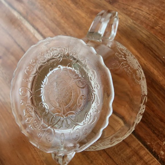 Hazel Atlas Florentine 1 Clear Sugar Creamer Set vintage Depression Glass poppy - Picture 7 of 10